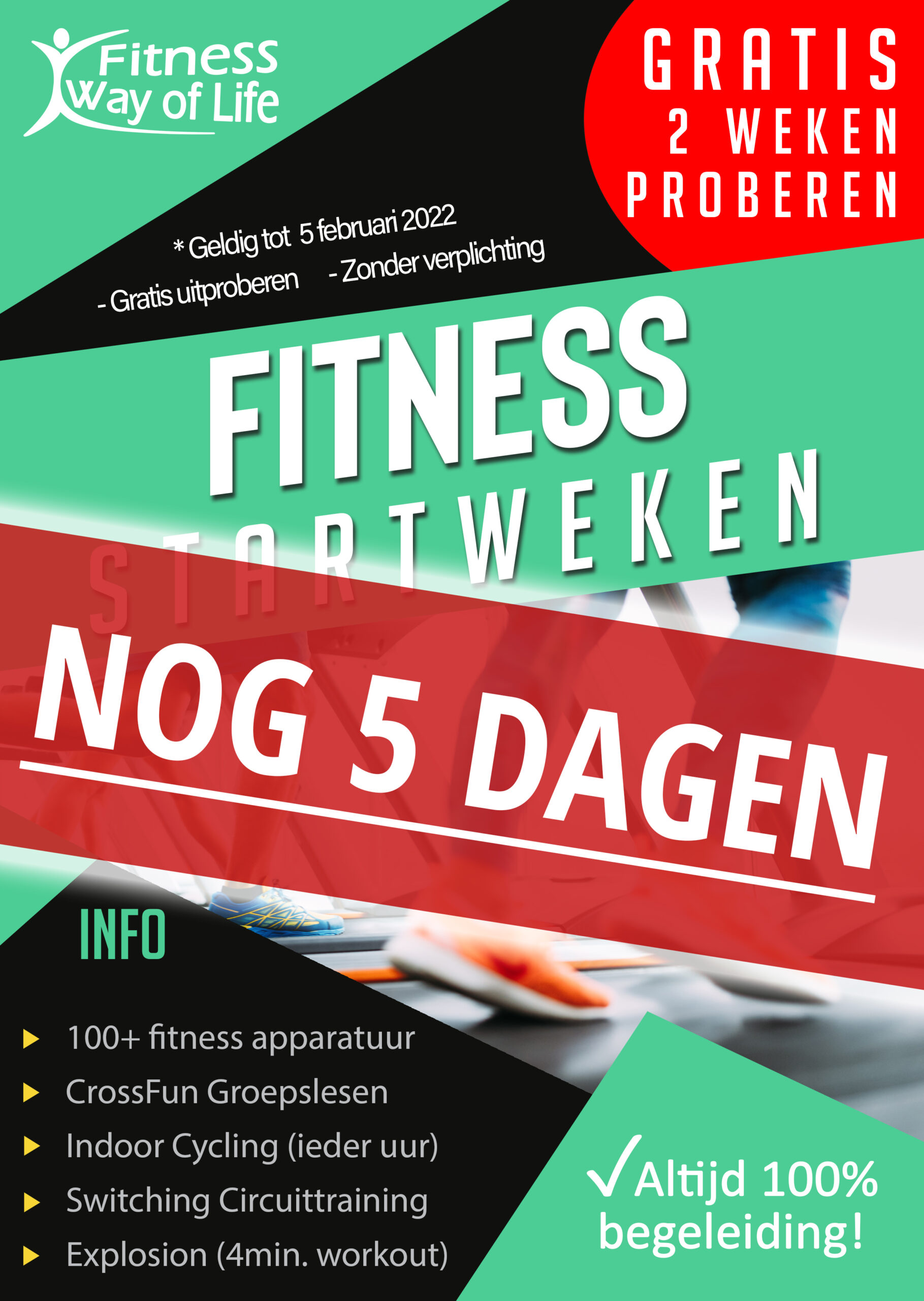 NOG 5 DAGEN | 2 weken Gratis Sporten